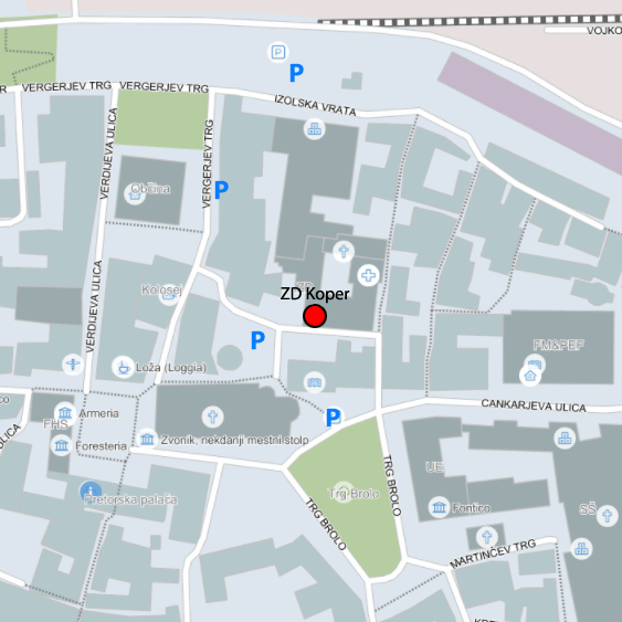 Mappa della posizione dell’ambulatorio e dei parcheggi vicini